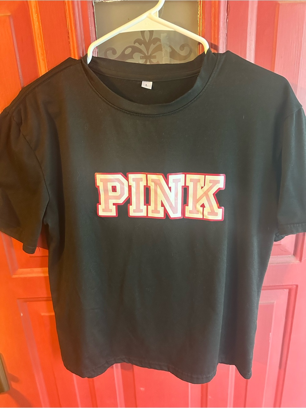 PINK Victoria's Secret Black Short-Sleeve Tee with Pink Lettering